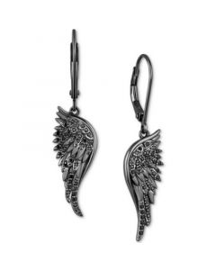 Black Diamond Villains Maleficent Wing Drop Earrings (1/3 ct. t.w.) in Black Rhodium-Plated Sterling Silver