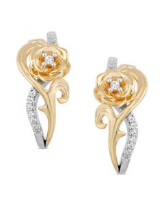 Diamond Belle Rose Drop Earrings (1/10 ct. t.w.) in Sterling Silver & 10k Gold