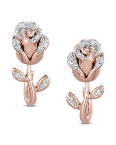 Diamond Belle Rose Stud Earrings (1/10 ct. t.w.) in Rose Gold-Plated Sterling Silver