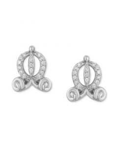 Diamond Accent Cinderella Carriage Stud Earrings in Sterling Silver