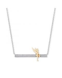 Diamond Tinker Bell Bar Pendant Necklace (1/10 ct. t.w.) in Sterling Silver & Gold-Plate, 16" + 2" extender