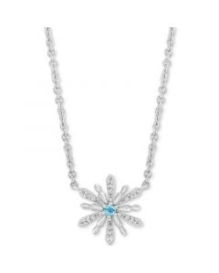 Aquamarine (1/10 ct. t.w.) & Diamond (1/10 ct. t.w.) Elsa Snowflake Pendant Necklace in Sterling Silver, 16" + 2" extender