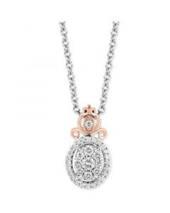 Diamond Cinderella Carriage Pendant Necklace (1/5 ct. t.w.) in Sterling Silver & 14k Rose Gold-Plate, 16" + 2" extender