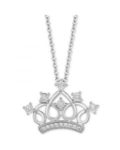 Diamond Cinderella Tiara Pendant Necklace (1/10 ct. t.w.) in Sterling Silver, 16" + 2" extender