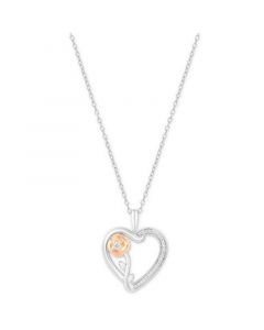 Diamond Belle Rose & Heart Pendant Necklace (1/10 ct. t.w.) in Sterling Silver & 14k Rose Gold-Plate