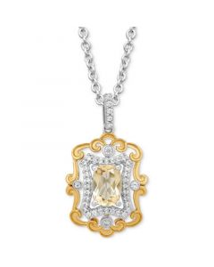 Citrine (7/8 ct. t.w.) & Diamond (1/5 ct. t.w.) Belle Pendant in Sterling Silver & 14k Gold, 16" + 2" extender