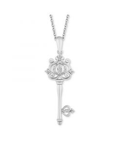 Diamond Cinderella Carriage Key Pendant Necklace (1/10 ct. t.w.) in Sterling Silver, 16" + 2" extender