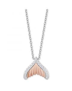 Diamond Ariel Mermaid Tail Pendant Necklace (1/6 ct. t.w.) in Sterling Silver & 10k Rose Gold