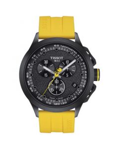 Men's Swiss Chronograph T-Race Cycling Tour de France 2023 Yellow Rubber Strap Watch 45mm