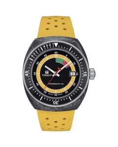 Men's Swiss Automatic Sideral S Yellow Perforated Rubber Strap Watch 41mm