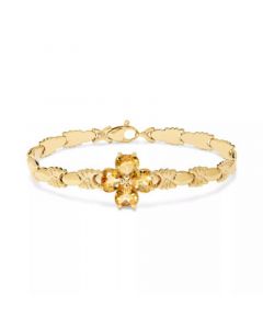 Amethyst Flower Cluster Stampato Link Bracelet (5-1/5 ct. t.w.) in 14k Gold-Plated Sterling Silver (Also in Citrine)