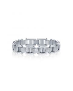 Men's Stainless Steel Linked Grid Design Bracelet