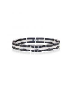 Men's Stainless Steel Black and White Link Bracelet