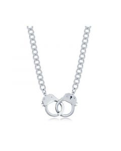 Men's Stainless Steel Link Necklace with Handcuff Lock