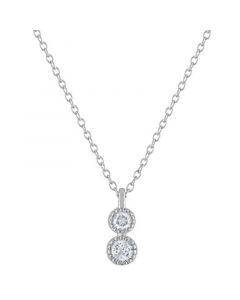 Diamond Double Drop Pendant Necklace (1/5 ct. t.w.) in Sterling Silver, 16" + 2" extender