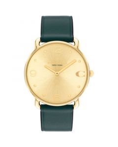 Unisex Elliot Green Leather Strap Watch, 36mm