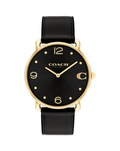 Unisex Elliot Black Leather Strap Watch, 36mm