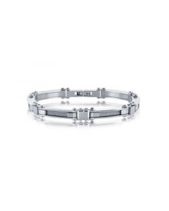 Mens Stainless Steel with Silver Cable Bracelet