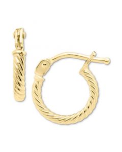 Children's Twist Style Extra Small Hoop Earrings in 14k Gold, 3/8"