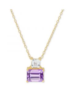 Amethyst (1-5/8 ct. t.w.) & Lab-Created White Sapphire (1/3 ct. t.w.) Octagon 18" Pendant Necklace in 18k Gold-Plated Sterling Silver