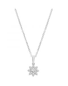 Diamond Star Flower Pendant Necklace (1/3 ct. t.w.) in 14k Gold, 15" + 3" extender