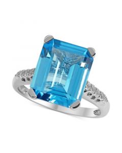 Blue Topaz (6 ct. t.w.) & White Topaz (1/4 ct. t.w.) Statement Ring in Sterling Silver