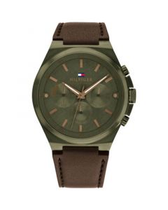 Men's Multifunction Brown Leather Watch 46mm