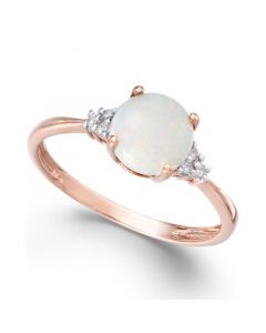 Opal (3/4 ct. t.w.) and Diamond Accent Ring in 14k Rose Gold