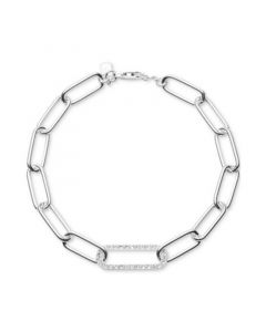 Crystal Pavé Open Link Chain Bracelet in Sterling Silver