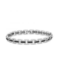 Men's Black Diamond Link Bracelet (1 ct. t.w.) in Sterling Silver