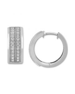 Men's Diamond Double Row Small Hoop Earrings (1/2 ct. t.w.) in Sterling Silver, 5/8"