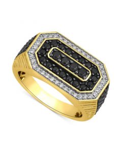 Men's Black & White Diamond Cluster Ring (2 ct. t.w.) in 10k Gold