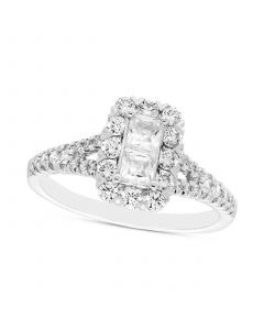 Diamond Emerald-Shaped Halo Engagement Ring (1 ct. t.w.) in 14k White Gold