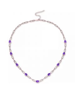 Amethyst Paperclip Link Collar Necklace (4-1/20 ct. t.w.) in Rose Gold-Plated Sterling Silver (Also in Blue Topaz), 16" + 2" extender