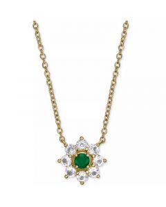 Emerald (1/4 ct. t.w.) & White Topaz (7/8 ct. t.w.) Flower 18" Pendant Necklace in Gold-Plated Sterling Silver (Also in Ruby)