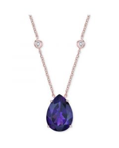 Amethyst (15 ct. t.w.) & White Topaz (3/8 ct. t.w.) 18" Pendant Necklace in Rose Gold-Plated Sterling Silver