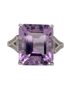 Pink Amethyst (7-1/4 ct. t.w.) & White Topaz (3/8 ct. t.w.) Statement Ring in Sterling Silver