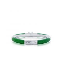 Sterling Silver Alternating Jade Bangle