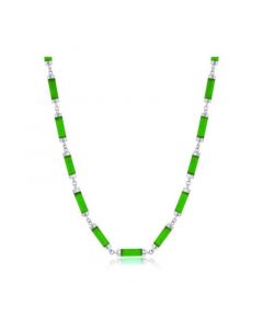 Sterling Silver Jade Linked Bars Necklace