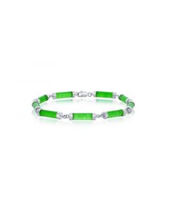 Sterling Silver Jade Cylinder Link Bracelet