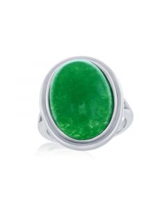 Sterling Silver, 13x18mm Oval Jade Ring