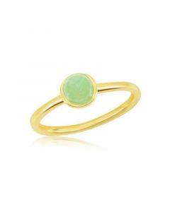 Sterling Silver 5mm Round Jade Solitaire Ring - Gold Plated