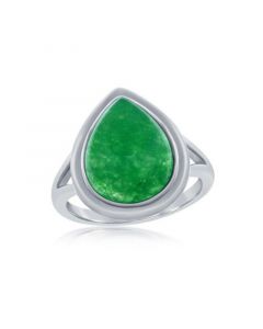 Sterling Silver, 10x14mm Pear-Shaped Jade Ring