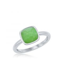 Sterling Silver 8mm Cushion Jade Ring