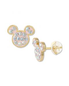 Crystal Mickey Mouse Stud Earrings in 18k Gold-Plated Sterling Silver