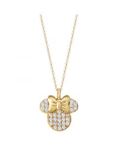 Cubic Zirconia Minnie Mouse 18" Pendant Necklace in 18k Gold-Plated Sterling Silver