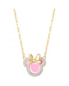 Cubic Zirconia & Pink Enamel Minnie Mouse 18" Pendant Necklace in 18k Gold-Plated Sterling Silver