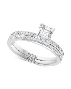 EFFY® Diamond Emerald-Shaped Cluster Bridal Set (3/8 ct. t.w.) in 14k White Gold