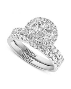 EFFY® Diamond Round Halo Cluster Bridal Set (1-1/2 ct. t.w.) in 14k White Gold