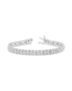 Diamond Flower Link Bracelet (1/2 ct. t.w.) in Sterling Silver